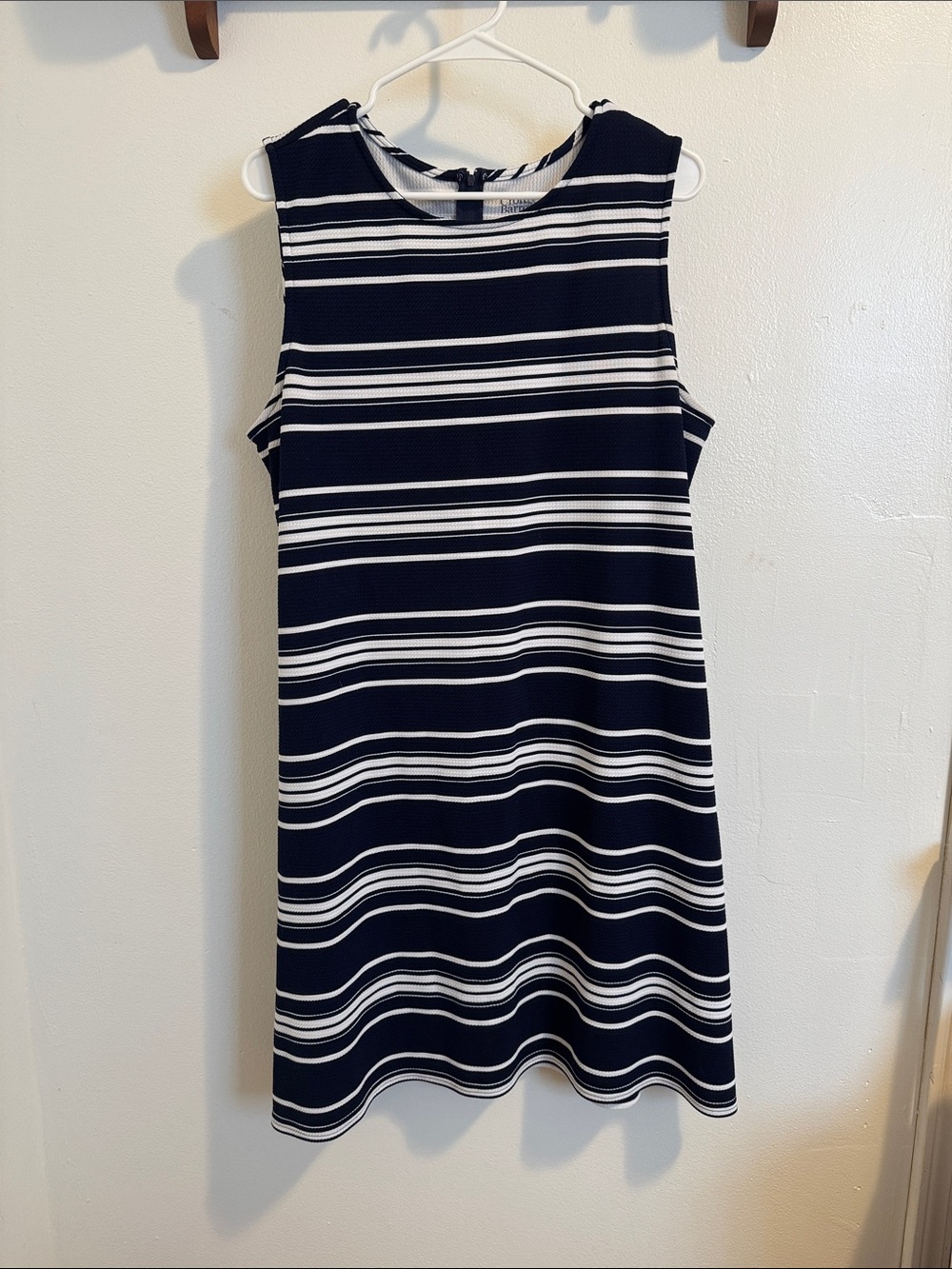 croft & barrow Navy and White Striped Sleeveless Shift Dress